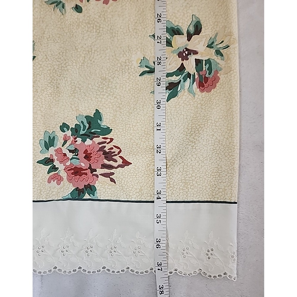 Set 2 Vintage WAMSUTTA Pillowcases King Eyelet FLORAL Supercale Yellow USA 1992 - Picture 5 of 12
